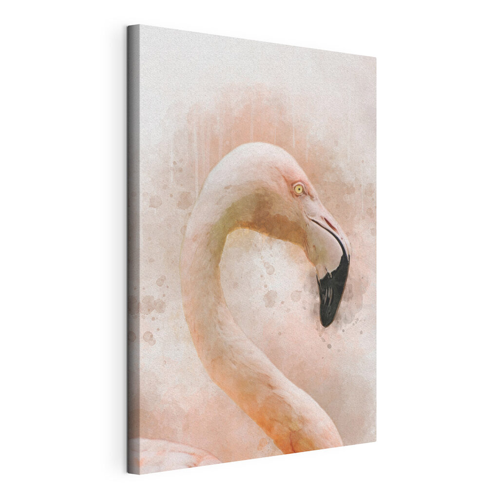 A pink flamingo with a black beak A pink flamingo with a black beak