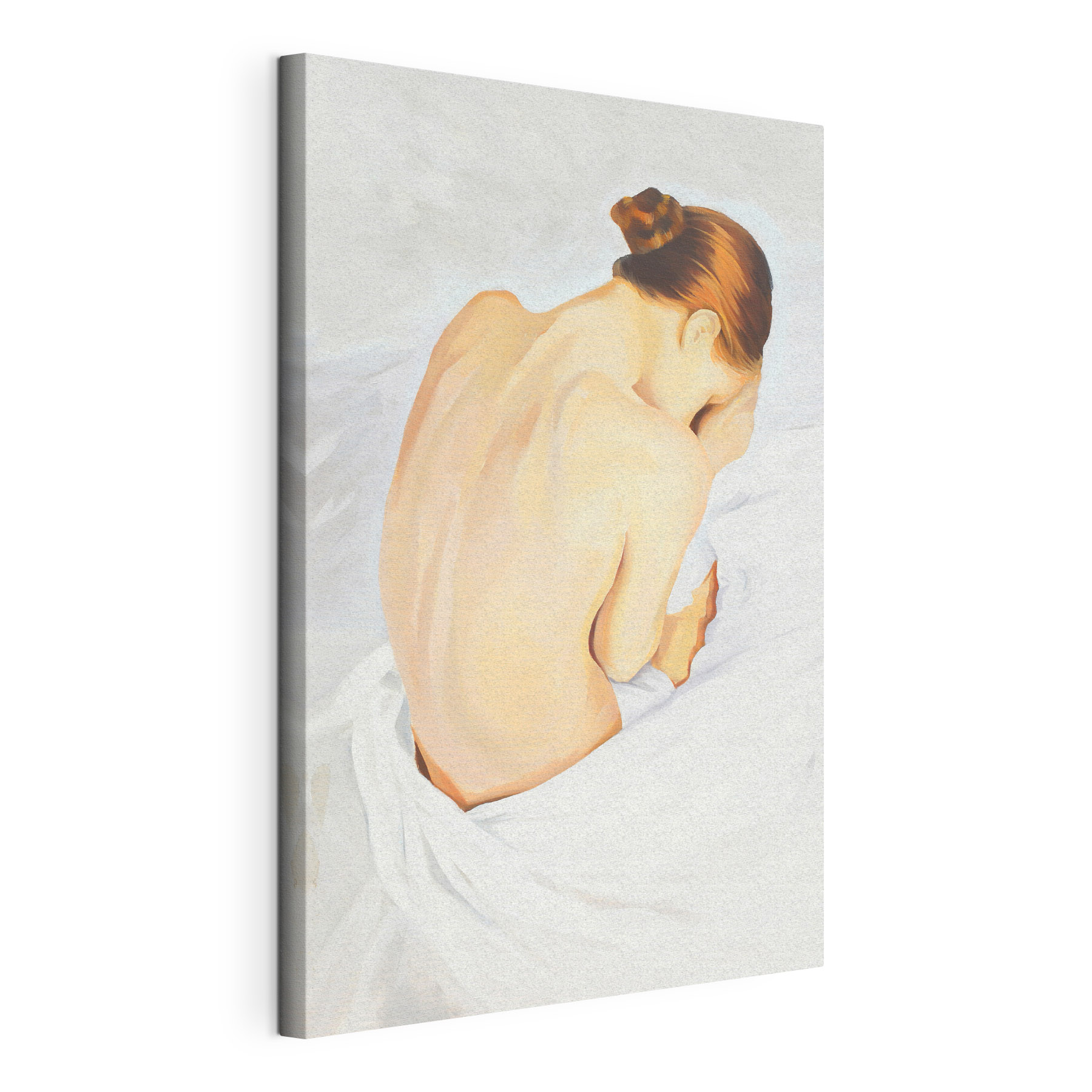 A painting of a woman with her head in her hands A painting of a woman with her head in her hands