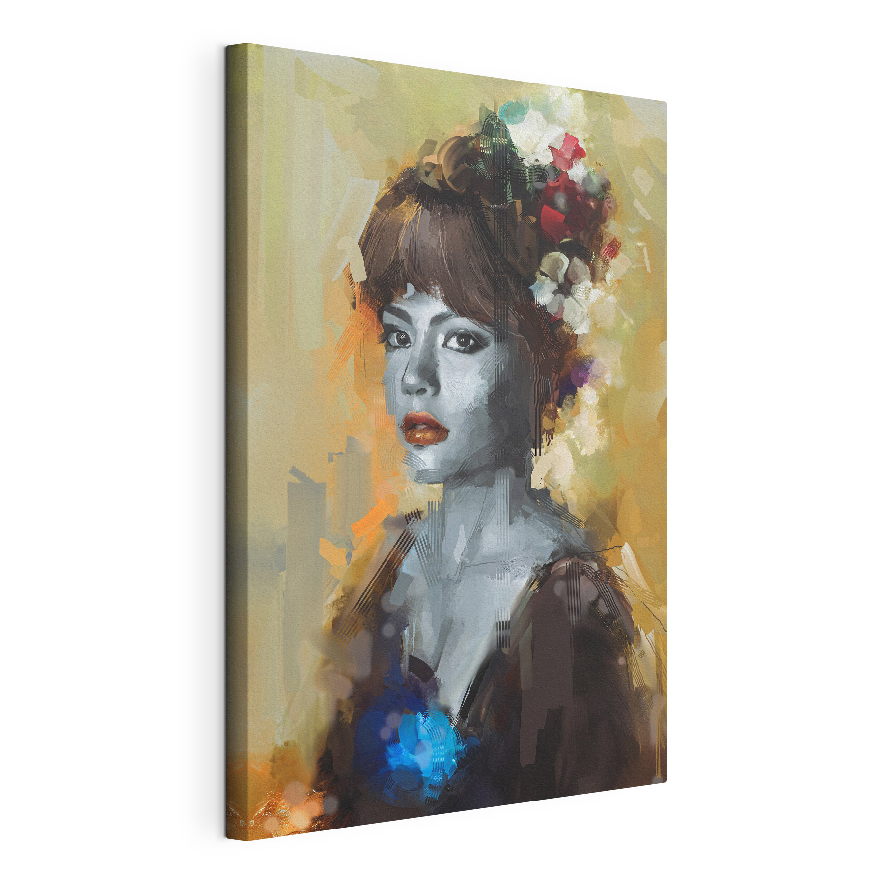 A woman with flowers in her hair