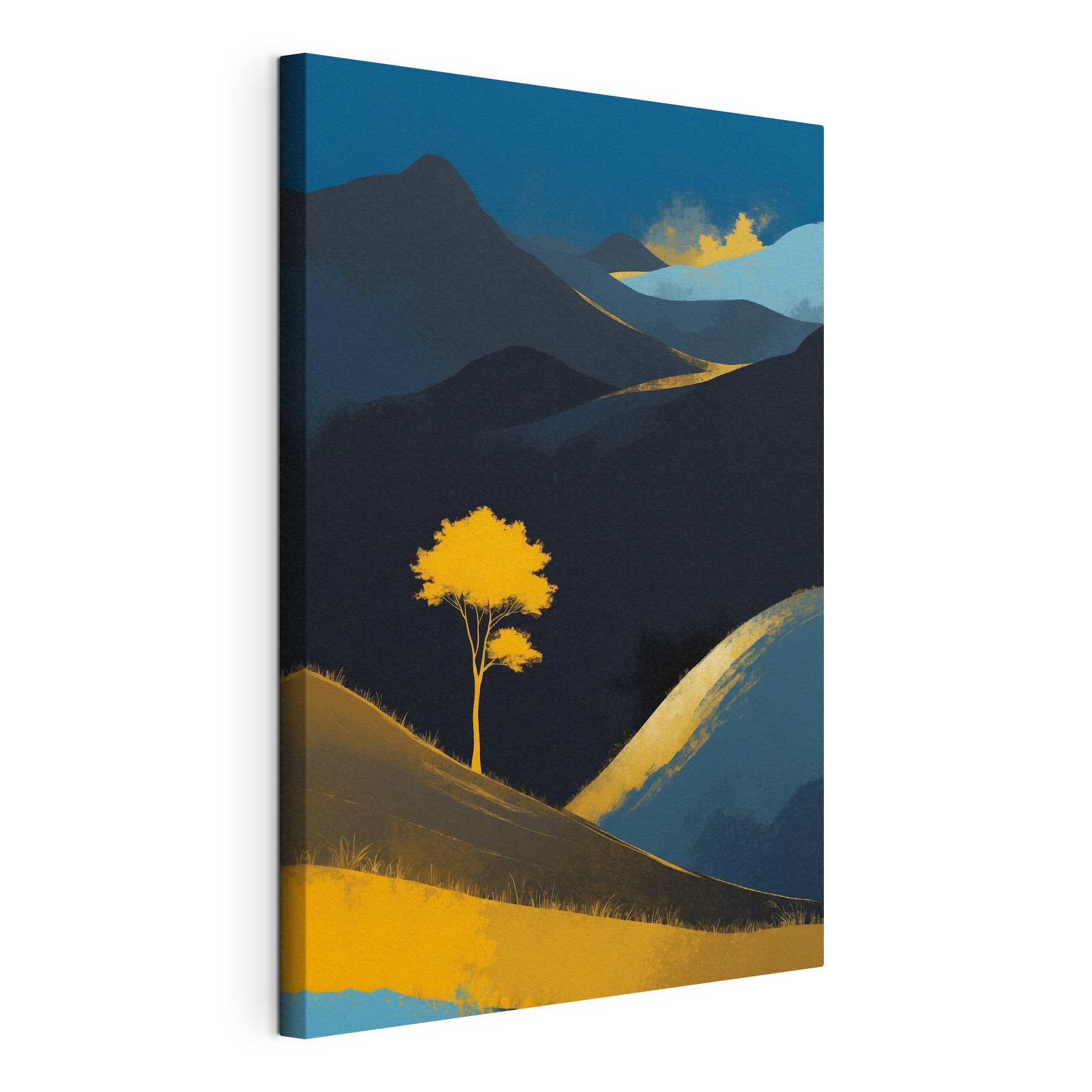 Yellow tree on a hill