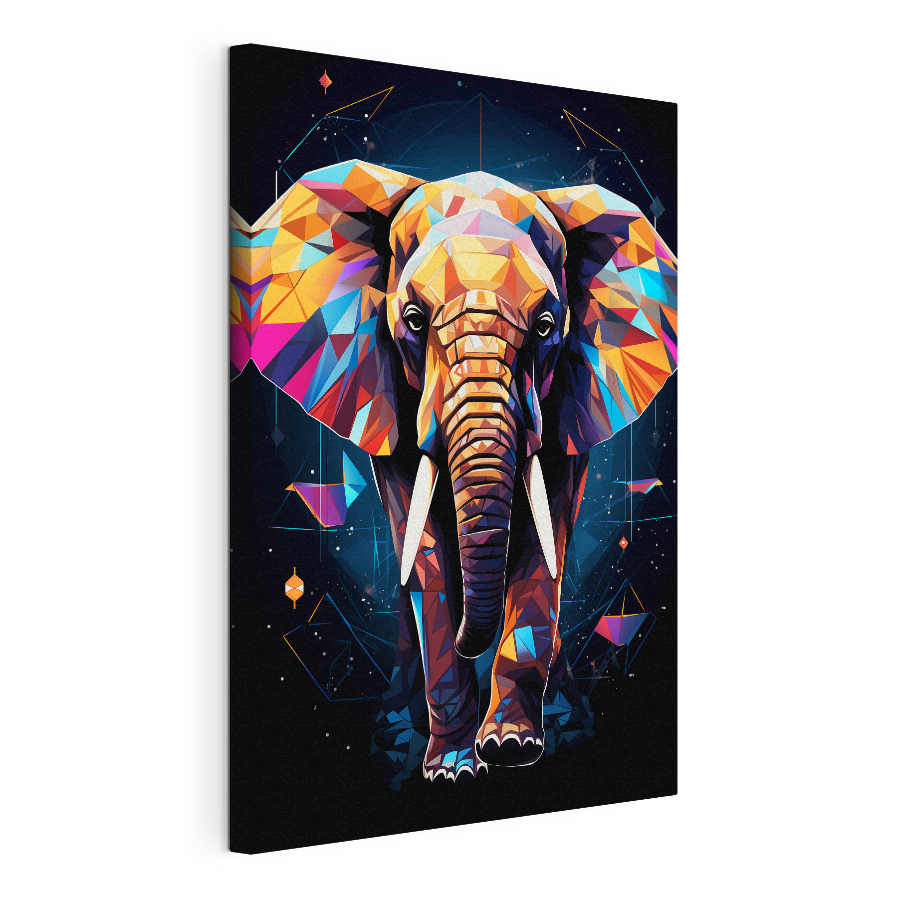 An elephant with a colorful face An elephant with a colorful face