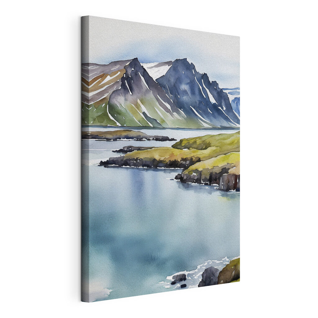 Watercolor of a lake and mountains Watercolor of a lake and mountains