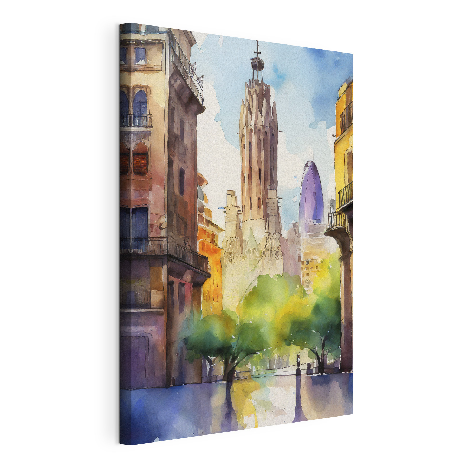 A watercolor of a city A watercolor of a city