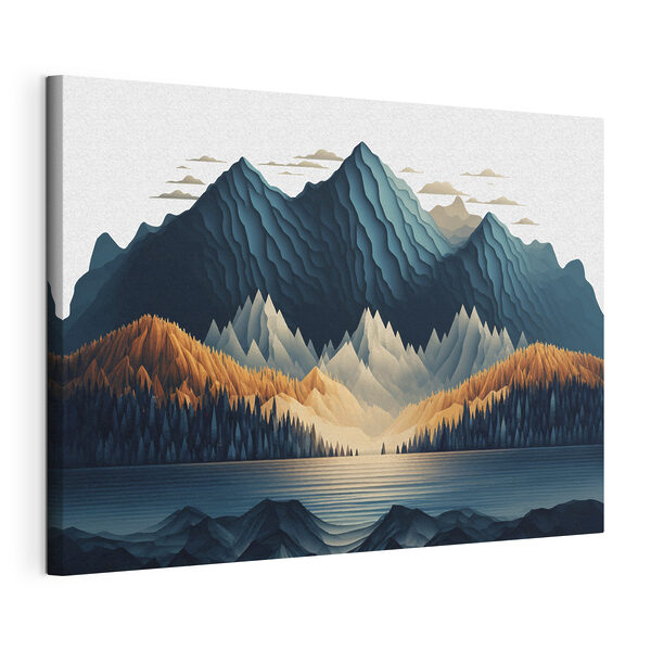 Cuadros Una cordillera con árboles y un lago (SKU: s36697) Cuadros Cuadros Una cordillera con árboles y un lago (SKU: s36697)