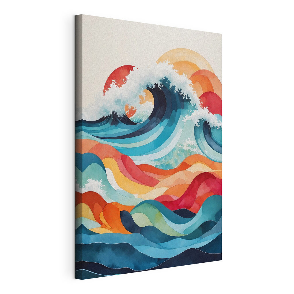 A watercolor painting of waves