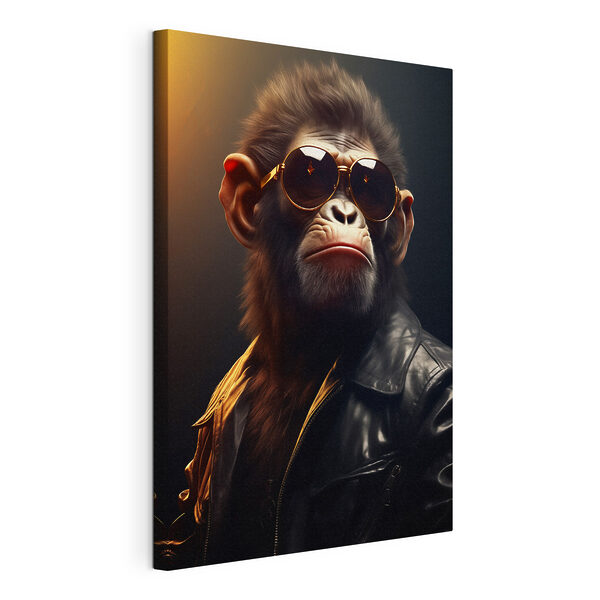 Un mono con gafas de sol y chaqueta de cuero Cuadros Un mono con gafas de sol y chaqueta de cuero