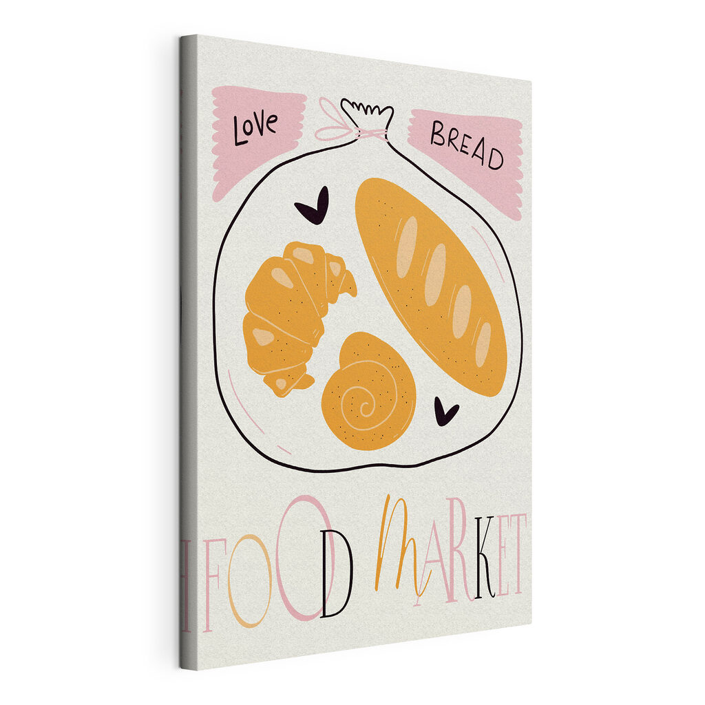 A poster with a croissant and a snail A poster with a croissant and a snail