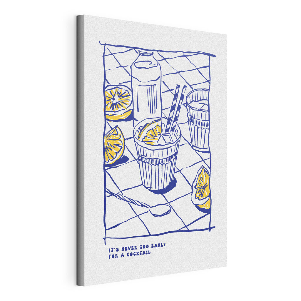 A drawing of a drink and a glass of juice