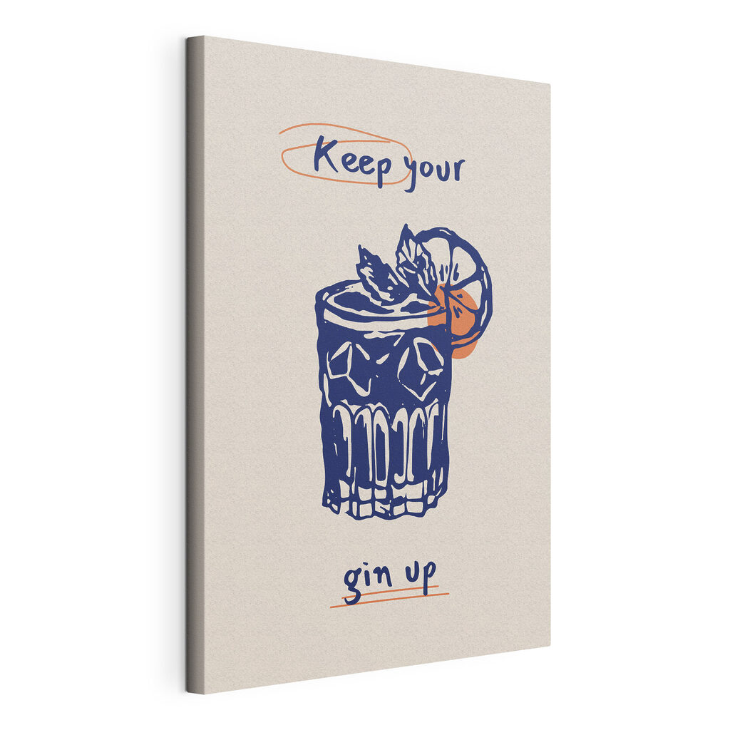 A blue and orange drink with a slice of orange and leaves