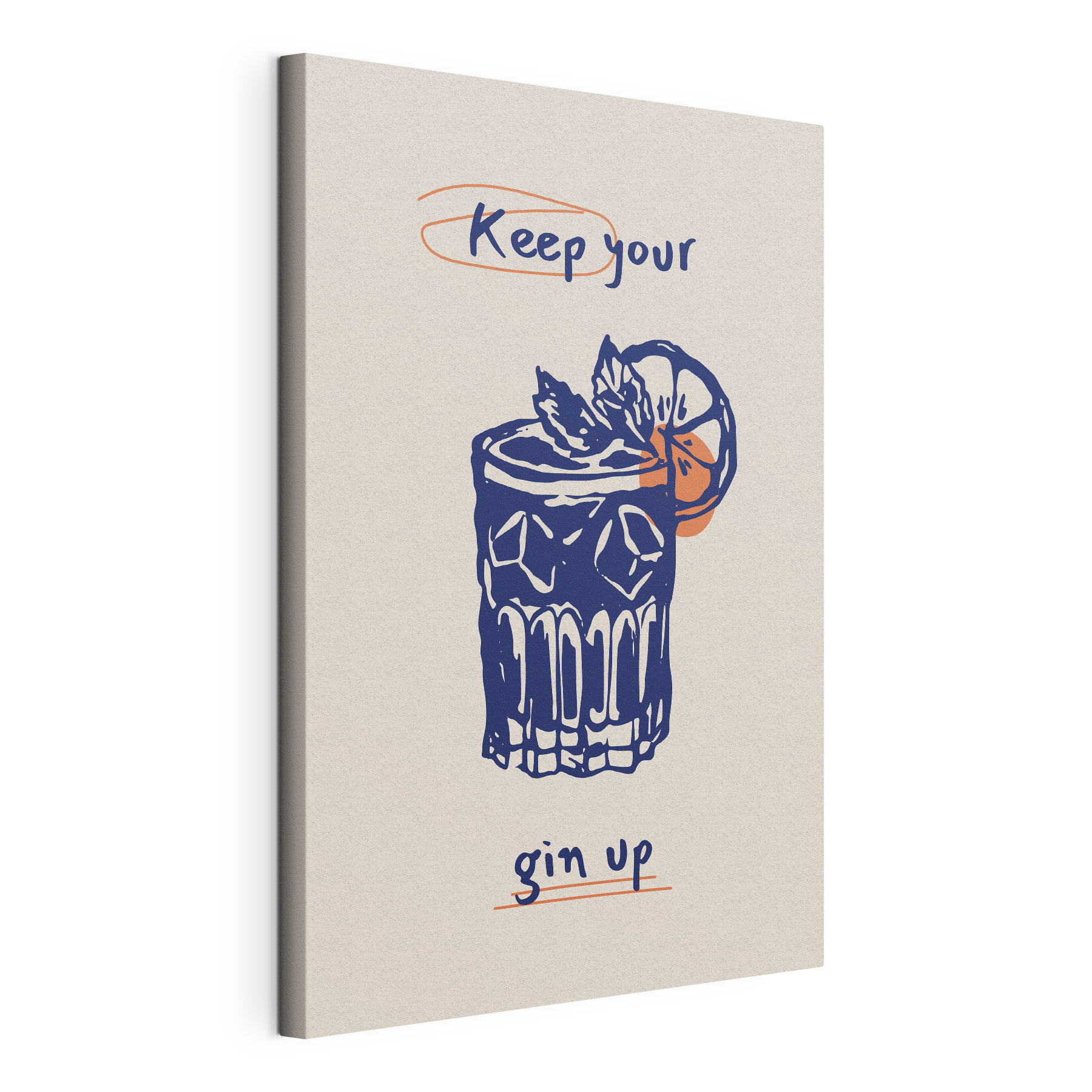 A blue and orange drink with a slice of orange and leaves