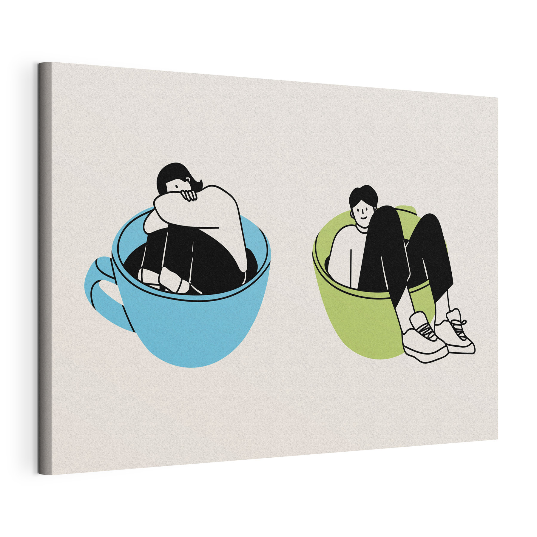 A man and woman sitting in a bowl