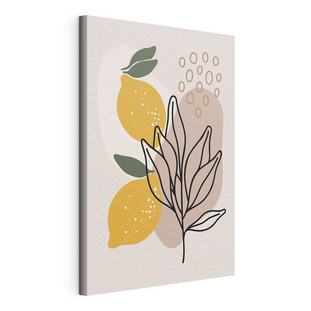 A lemons and leaves drawn on a white background A lemons and leaves drawn on a white background