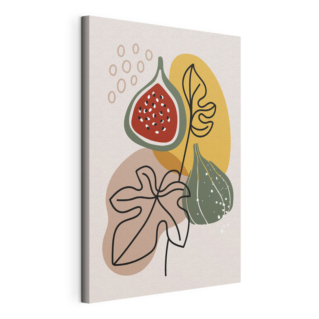 A fruit and leaves on a white background A fruit and leaves on a white background