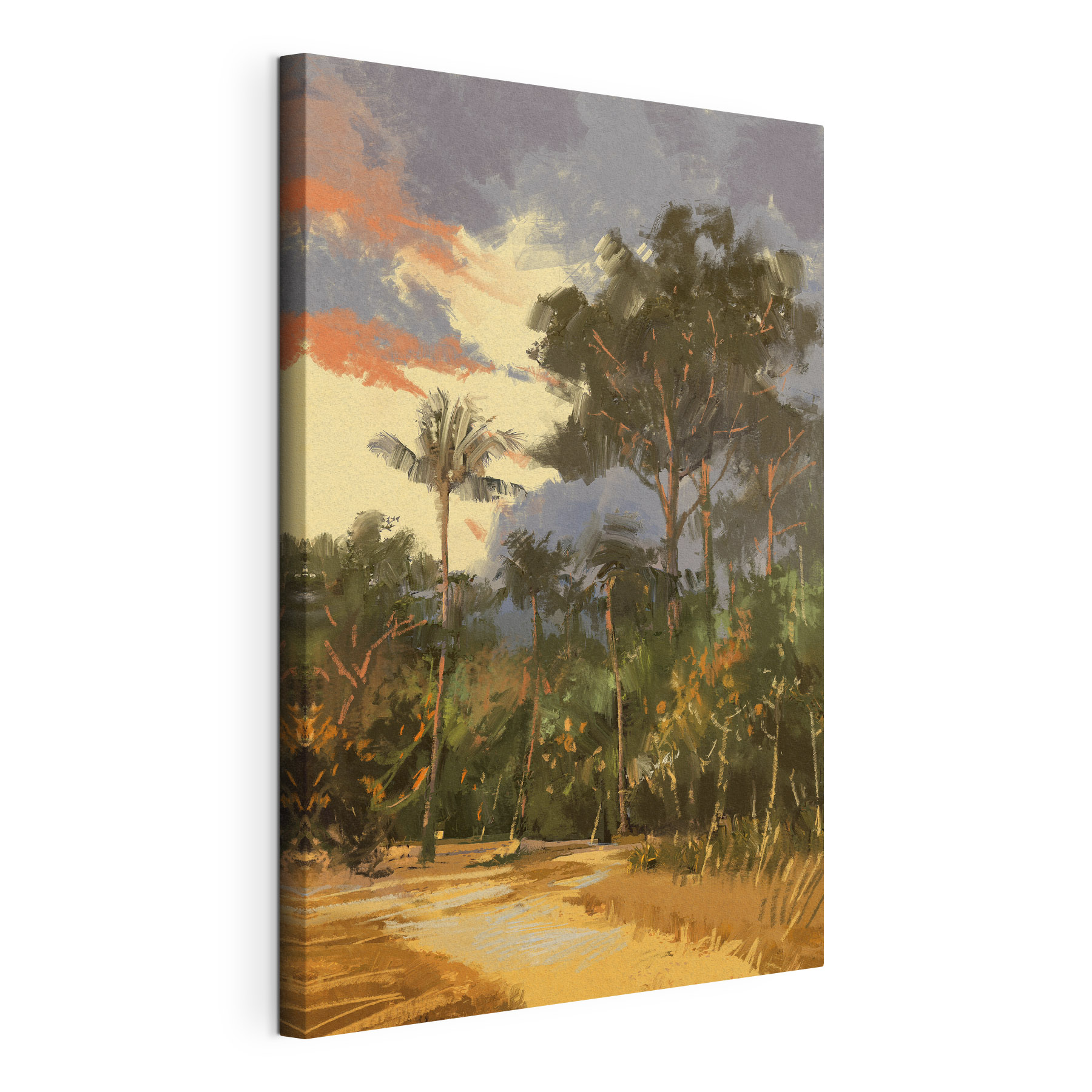 A painting of trees and bushes A painting of trees and bushes