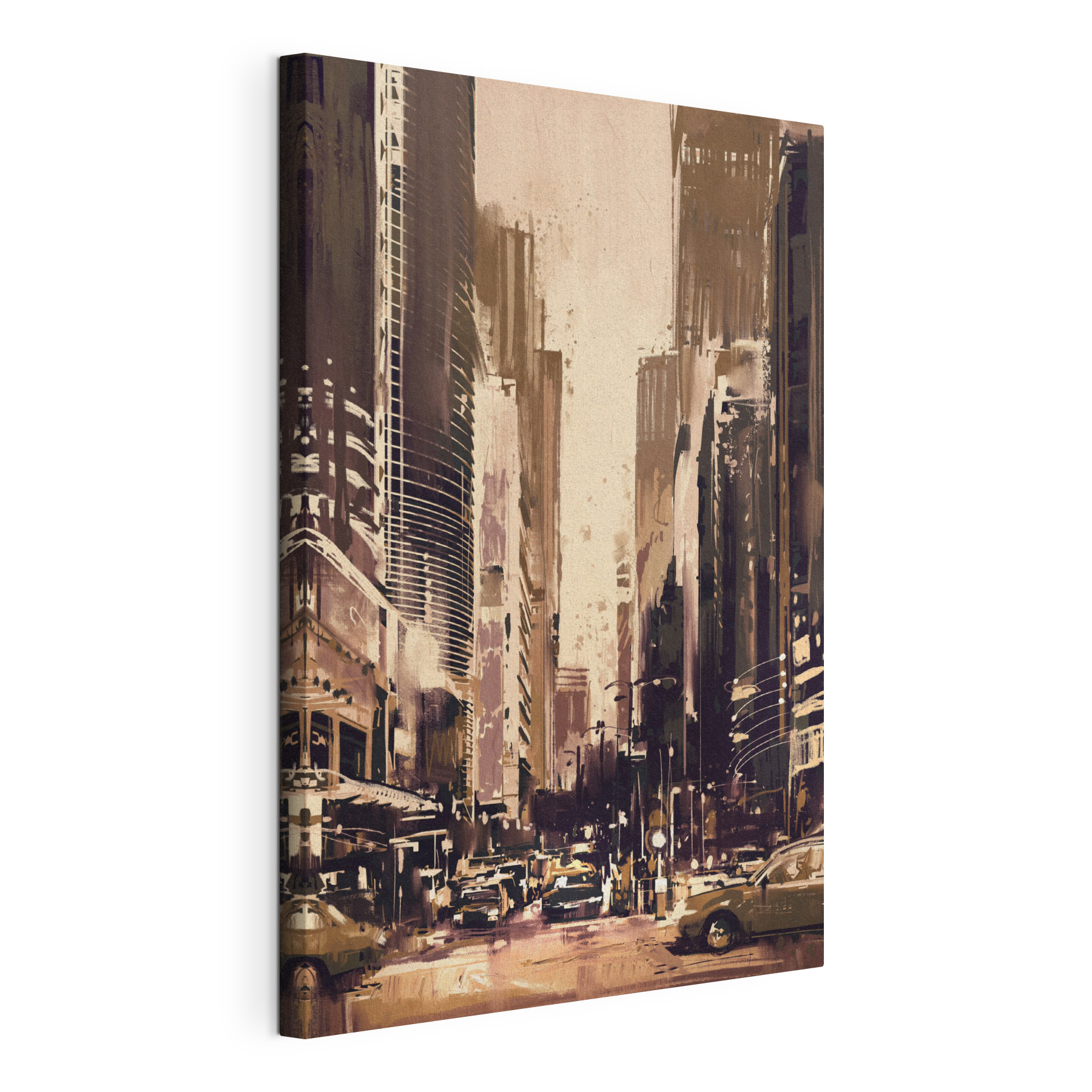 A city street with tall buildings A city street with tall buildings