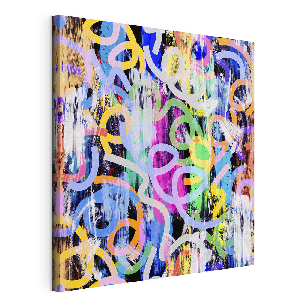 A colorful pattern with white and blue circles A colorful pattern with white and blue circles