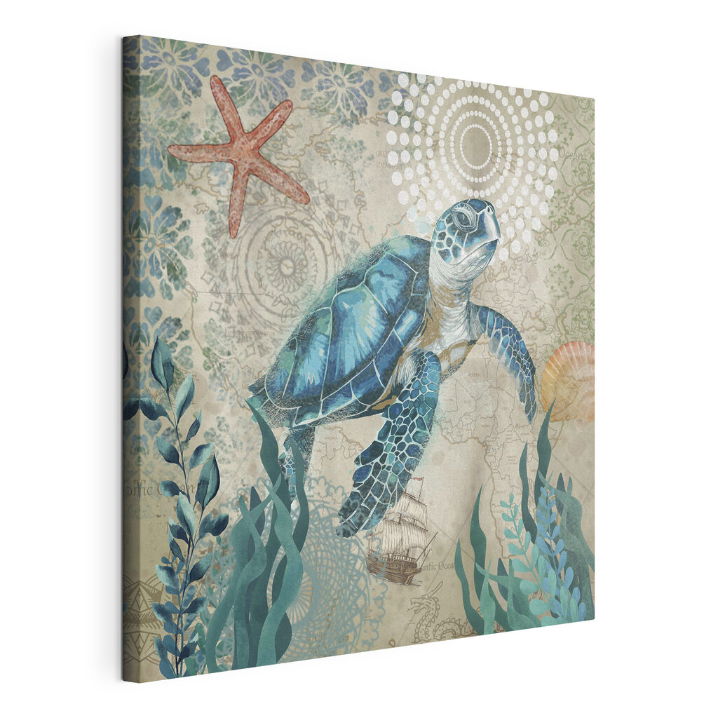 A blue sea turtle swimming in the ocean A blue sea turtle swimming in the ocean