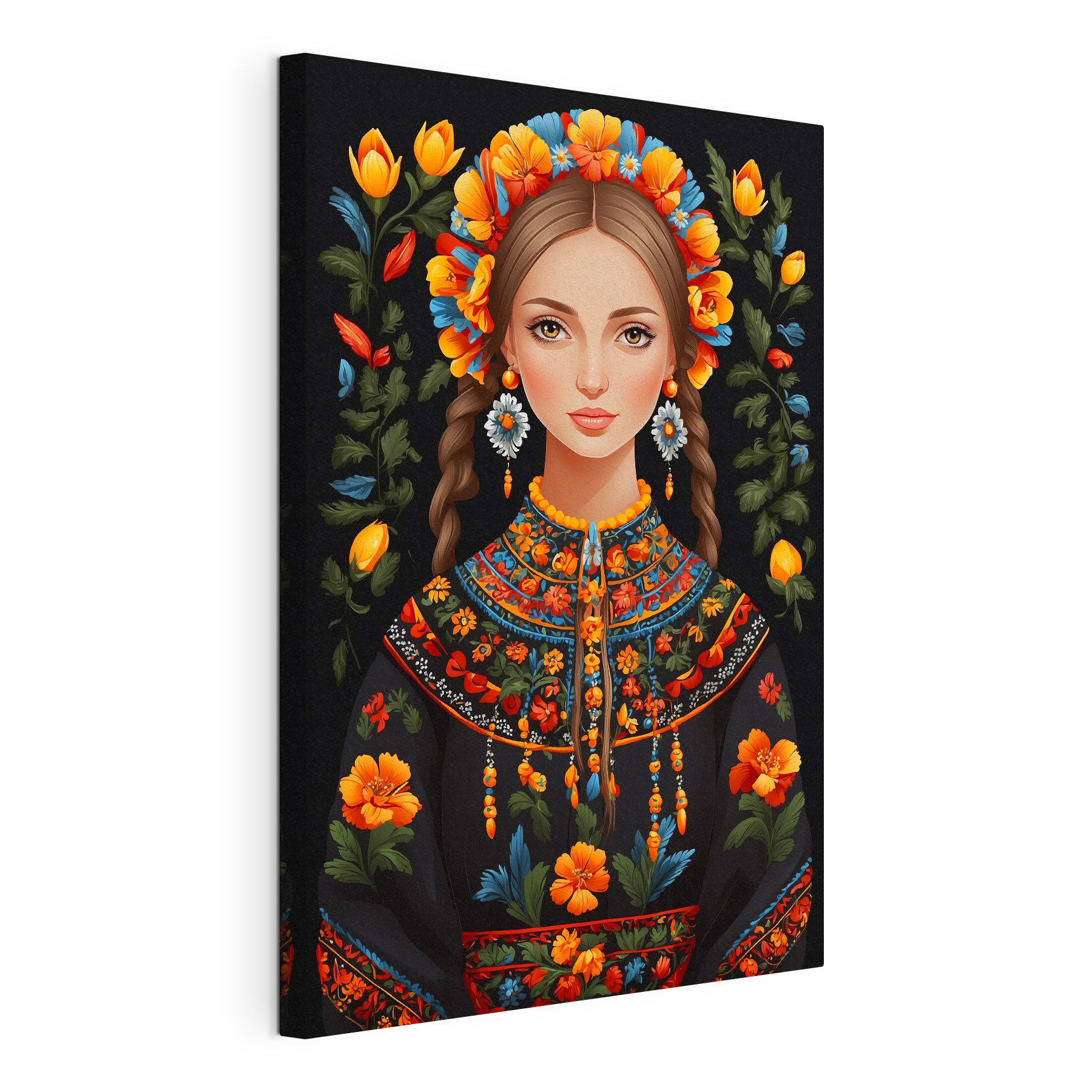 A woman with braids and flowers in her hair A woman with braids and flowers in her hair
