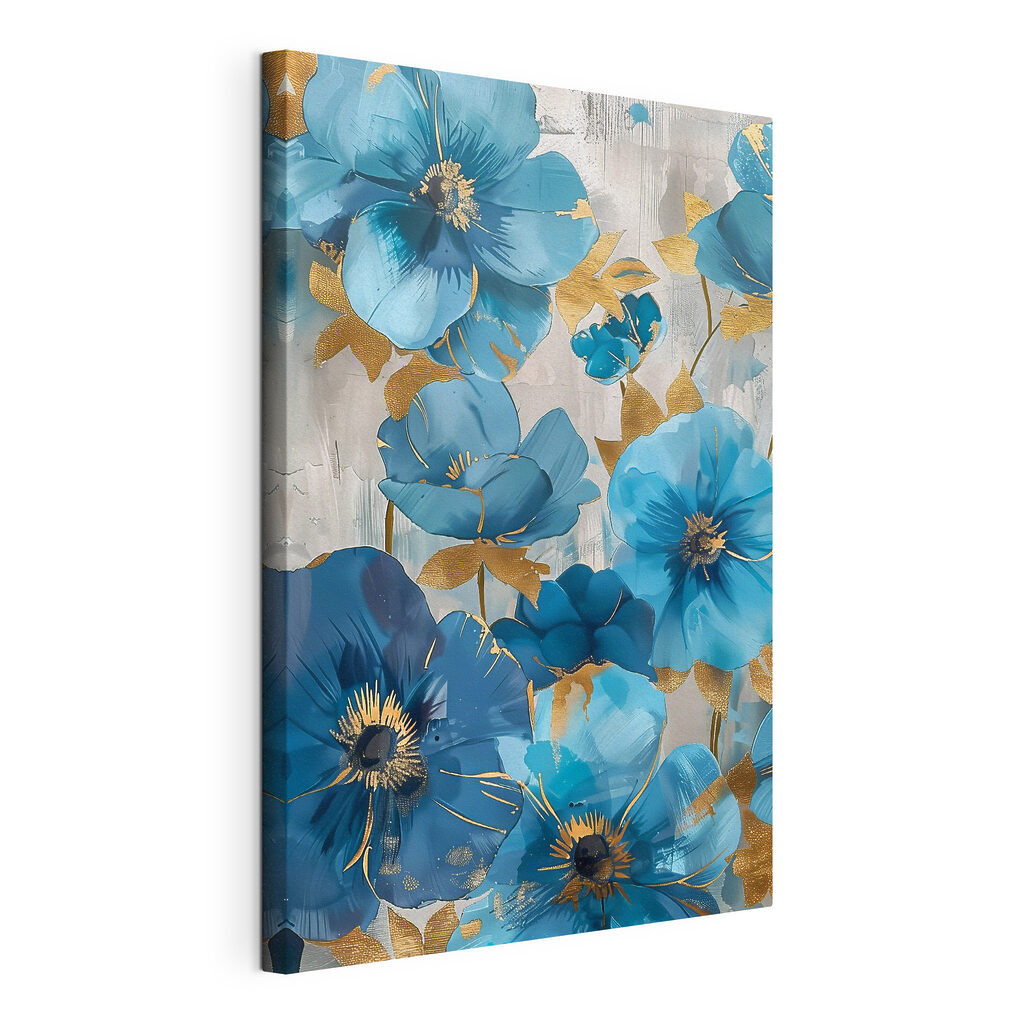 Blue blooms with metallic accents Blue blooms with metallic accents