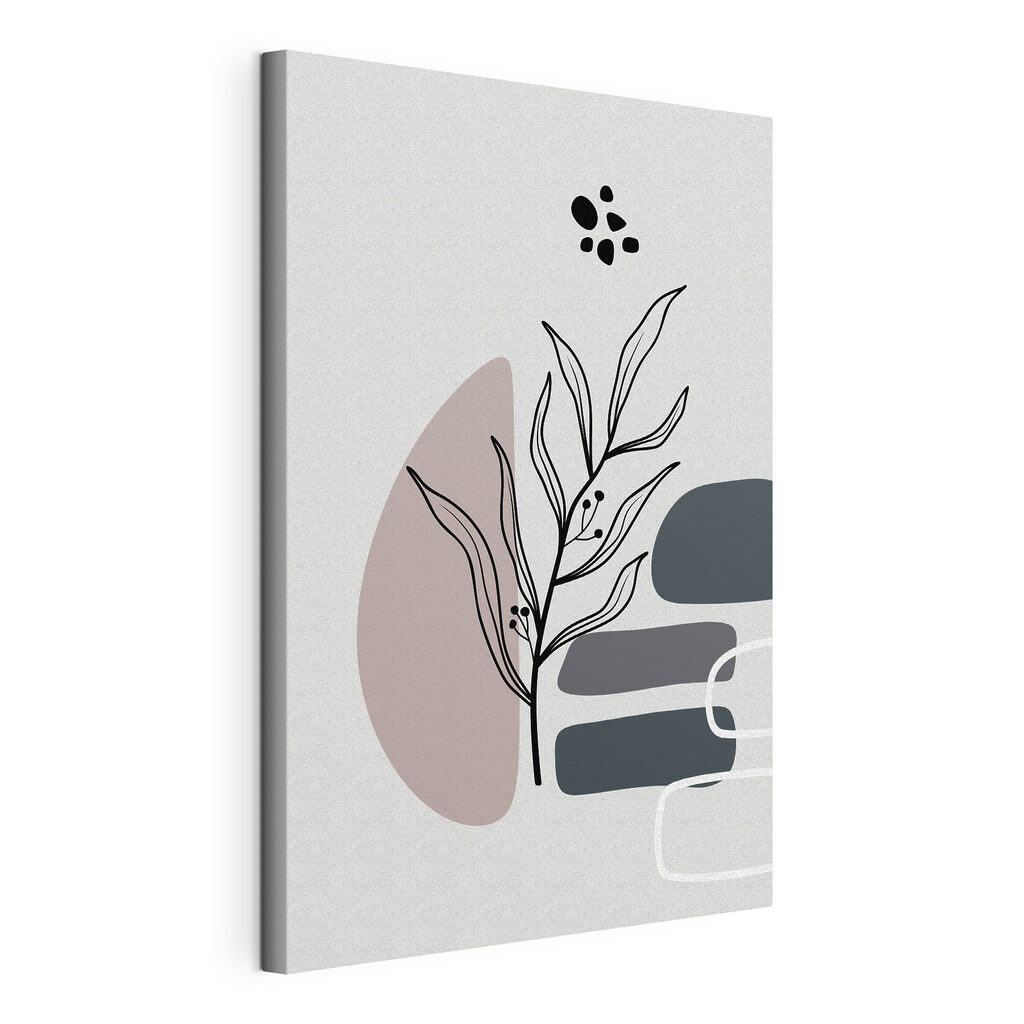 A plant with leaves and geometric shapes