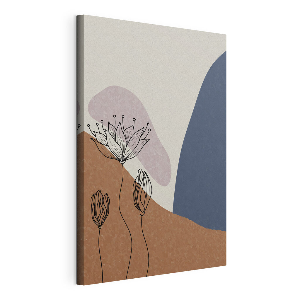 A drawing of flowers on a wall