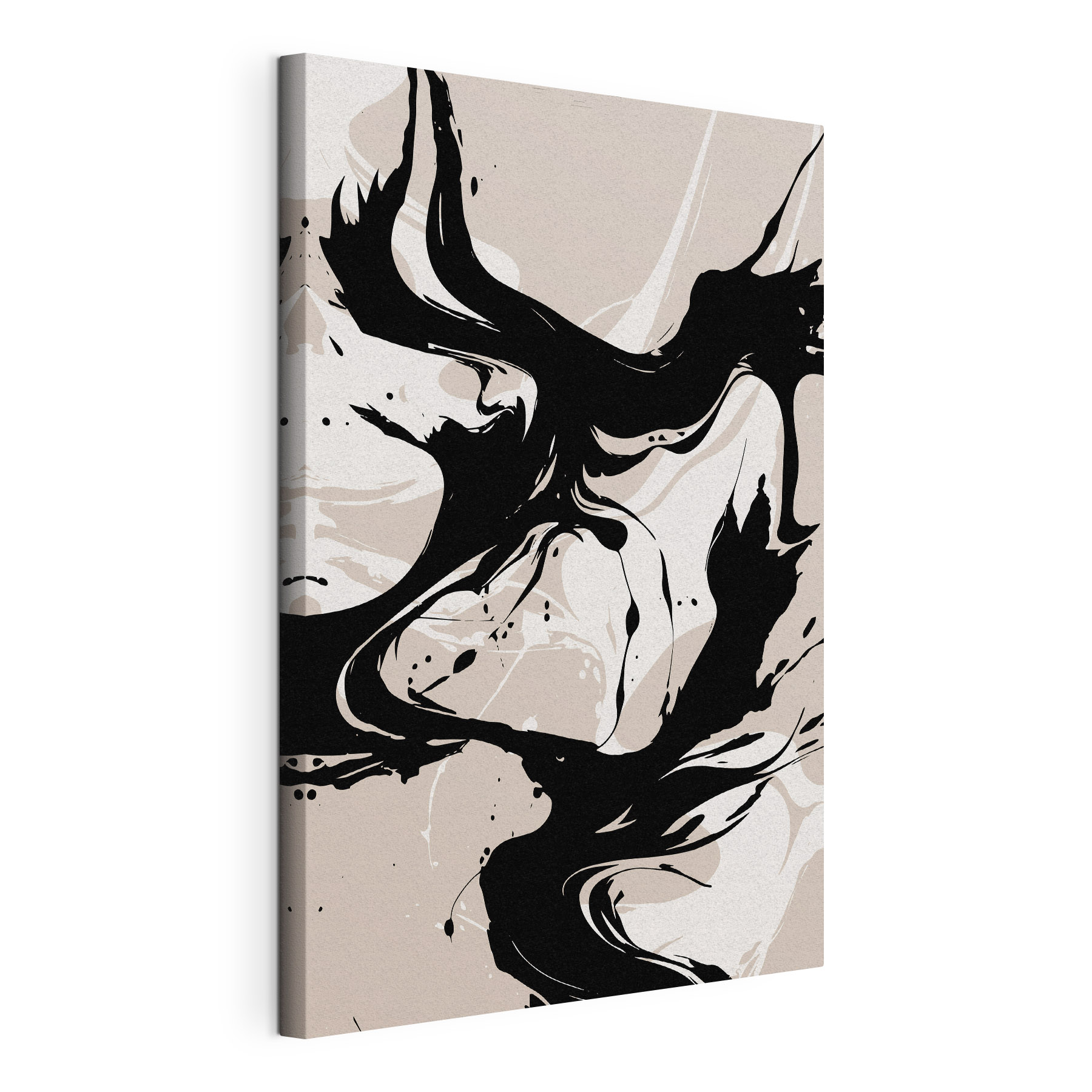 A black and white swirls on a tan background A black and white swirls on a tan background
