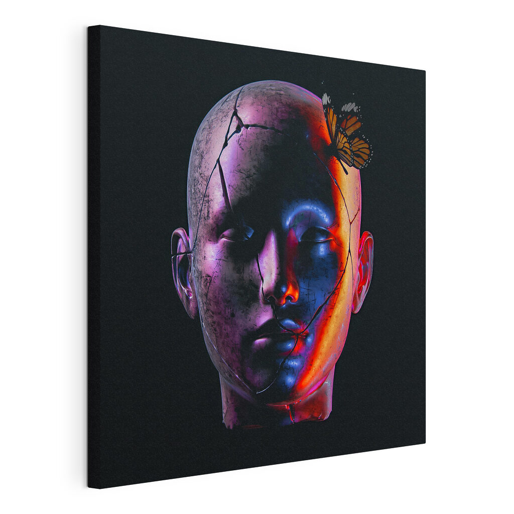 Broken head with a butterfly on it Broken head with a butterfly on it