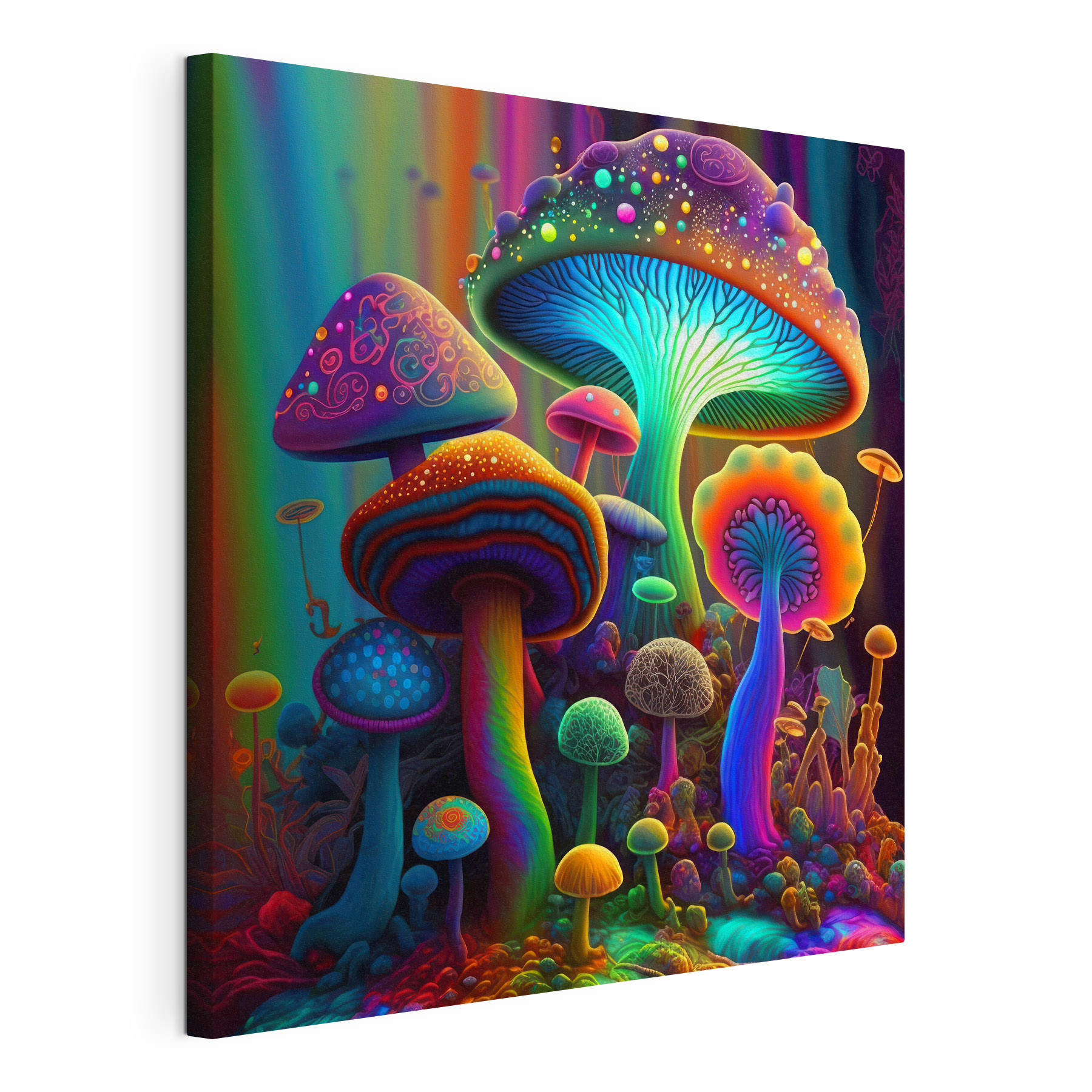 A group of colorful mushrooms A group of colorful mushrooms