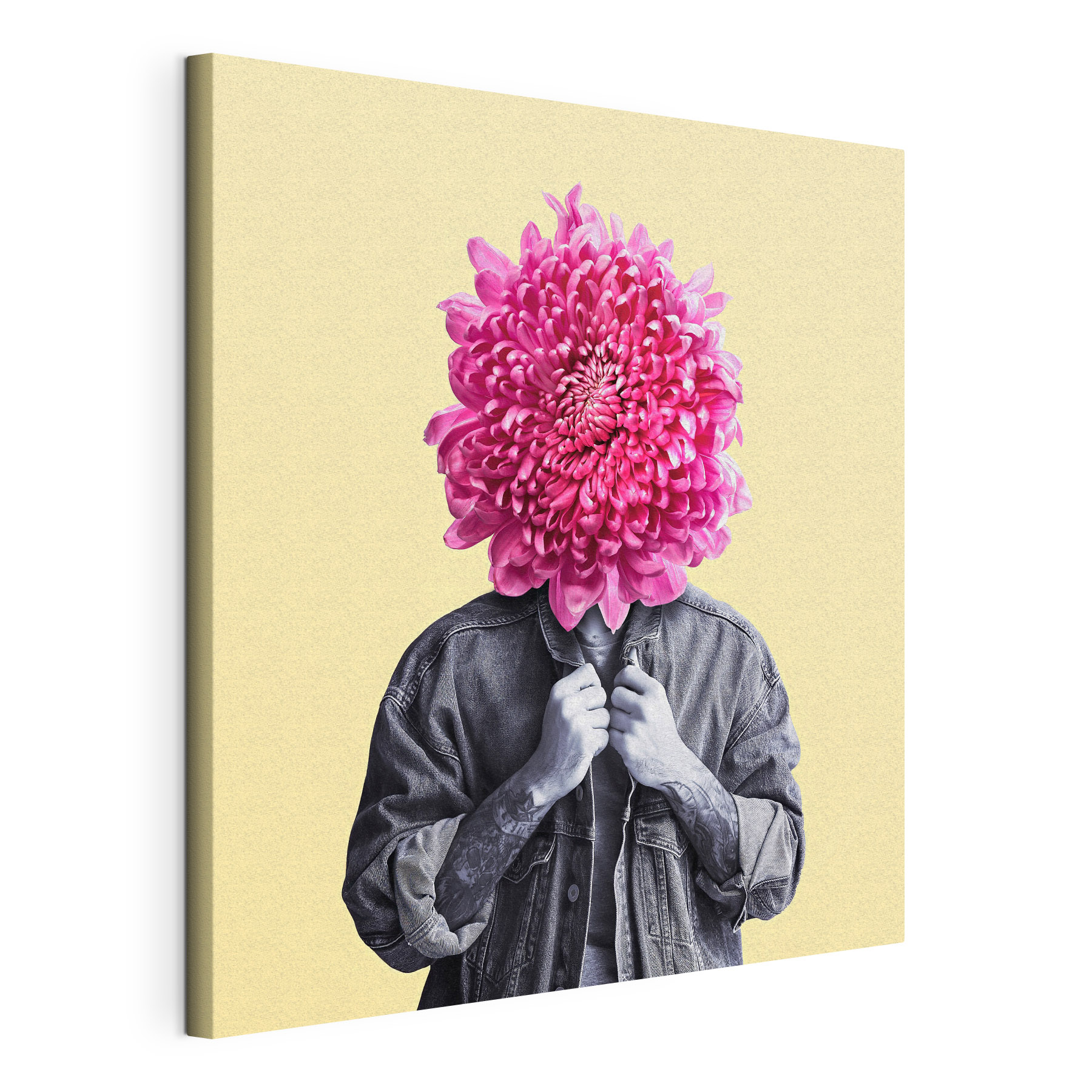 A person with a flower head