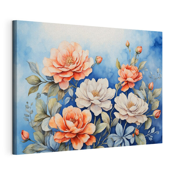 Cuadros Cuadros Un cuadro de flores sobre fondo azul (SKU: s37332)
