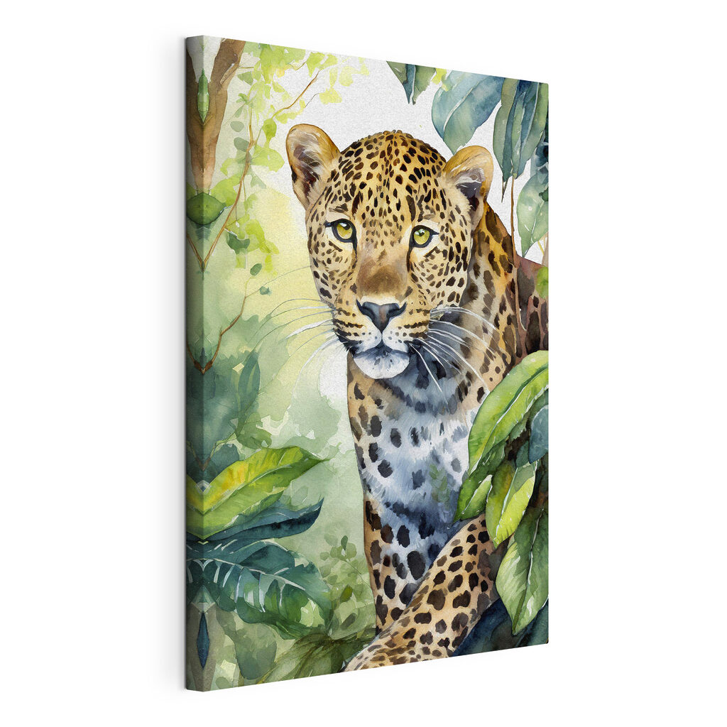 A watercolor painting of a leopard