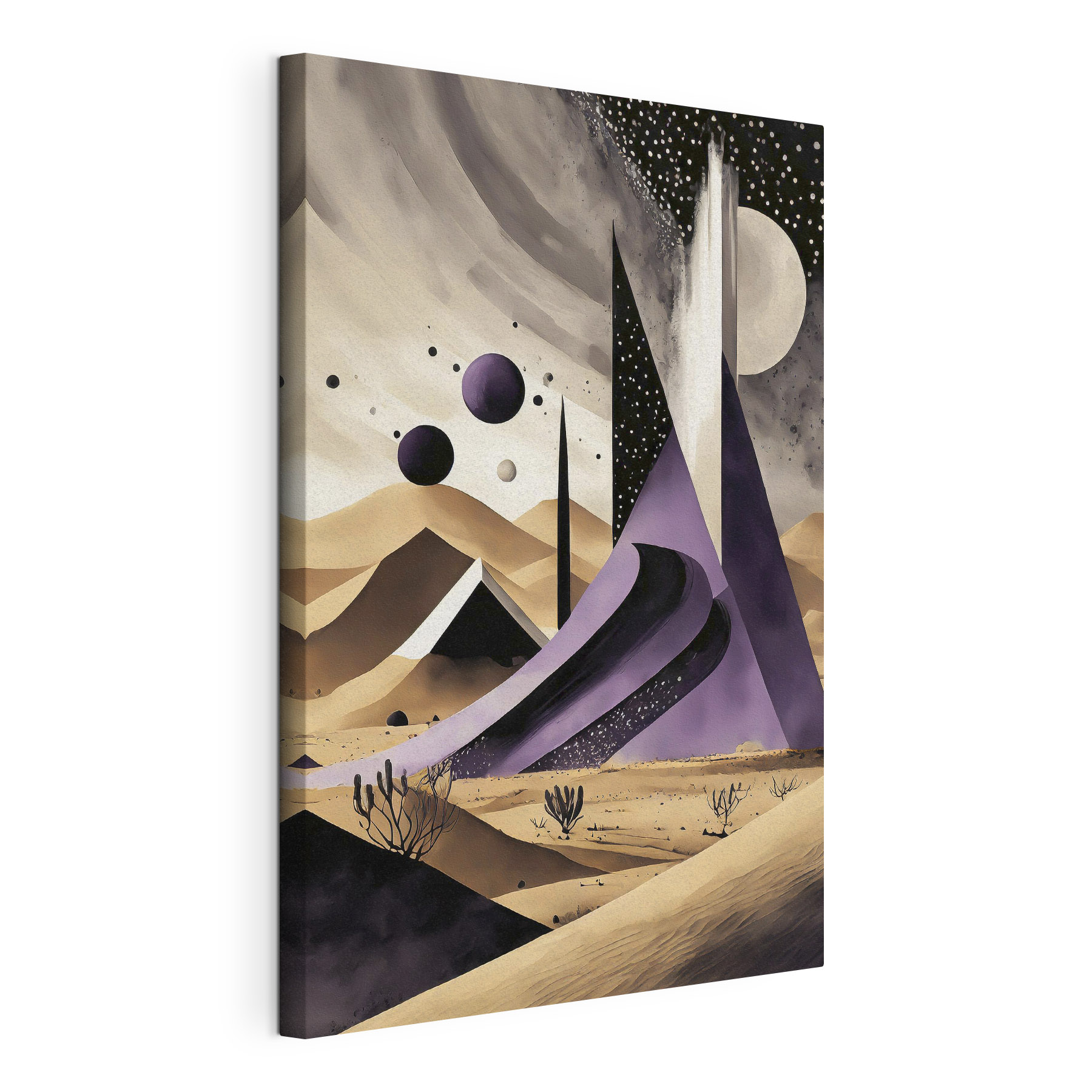 A purple and white desert landscape