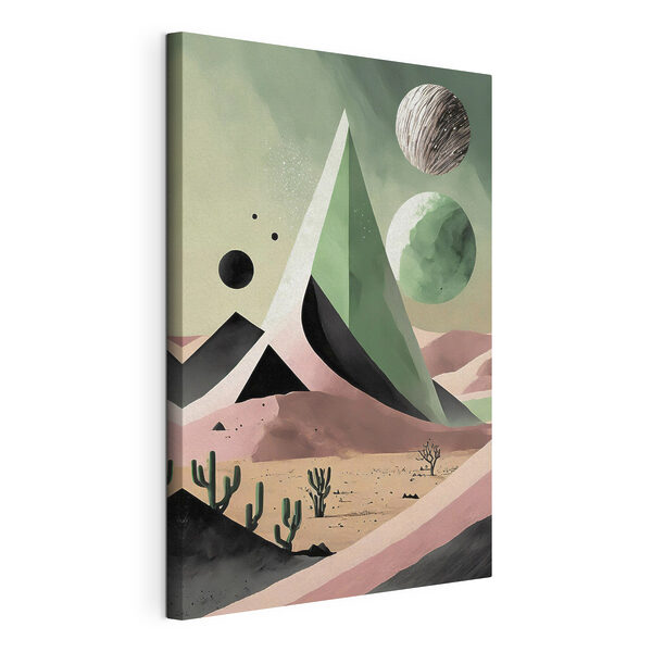 Cuadros Un paisaje desértico con cactus y una pirámide (SKU: s37364) Cuadros Cuadros Un paisaje desértico con cactus y una pirámide (SKU: s37364)
