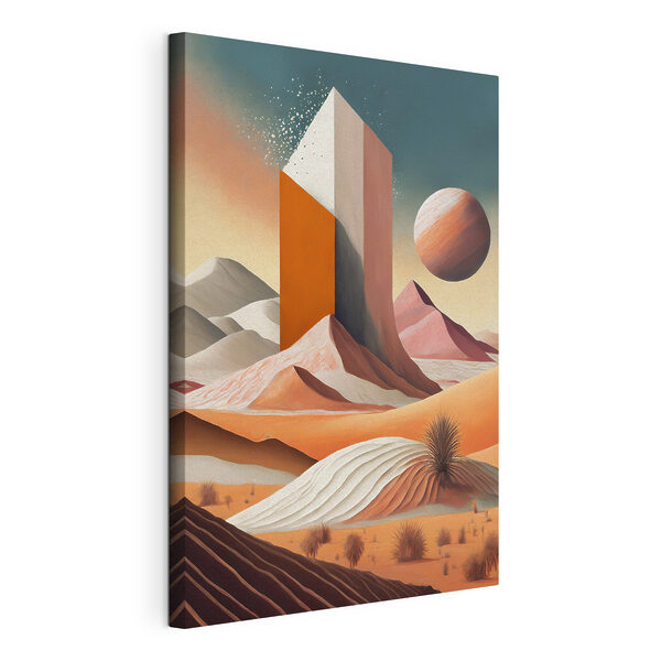 Cuadros Un paisaje desértico con una torre alta y un planeta en la lejanía (SKU: s37369) Cuadros Cuadros Un paisaje desértico con una torre alta y un planeta en la lejanía (SKU: s37369)