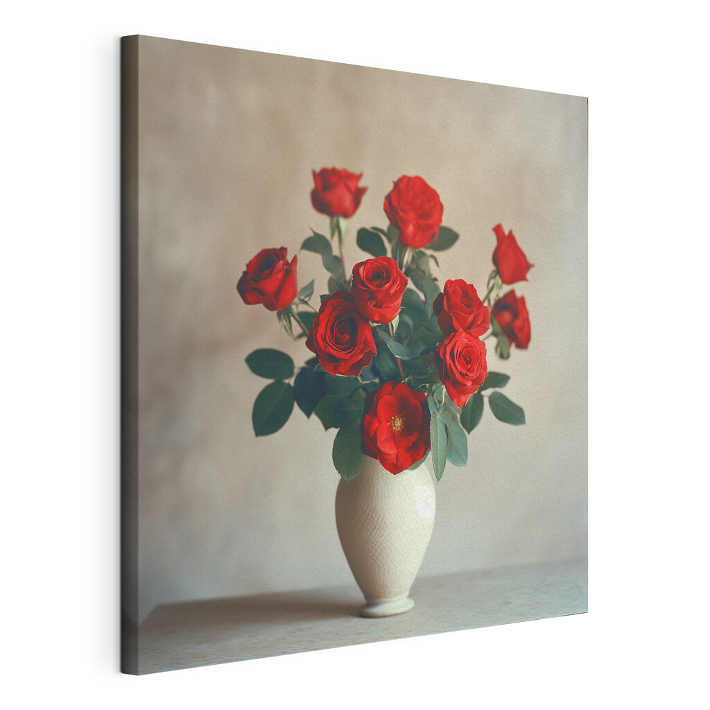 A vase with red roses A vase with red roses