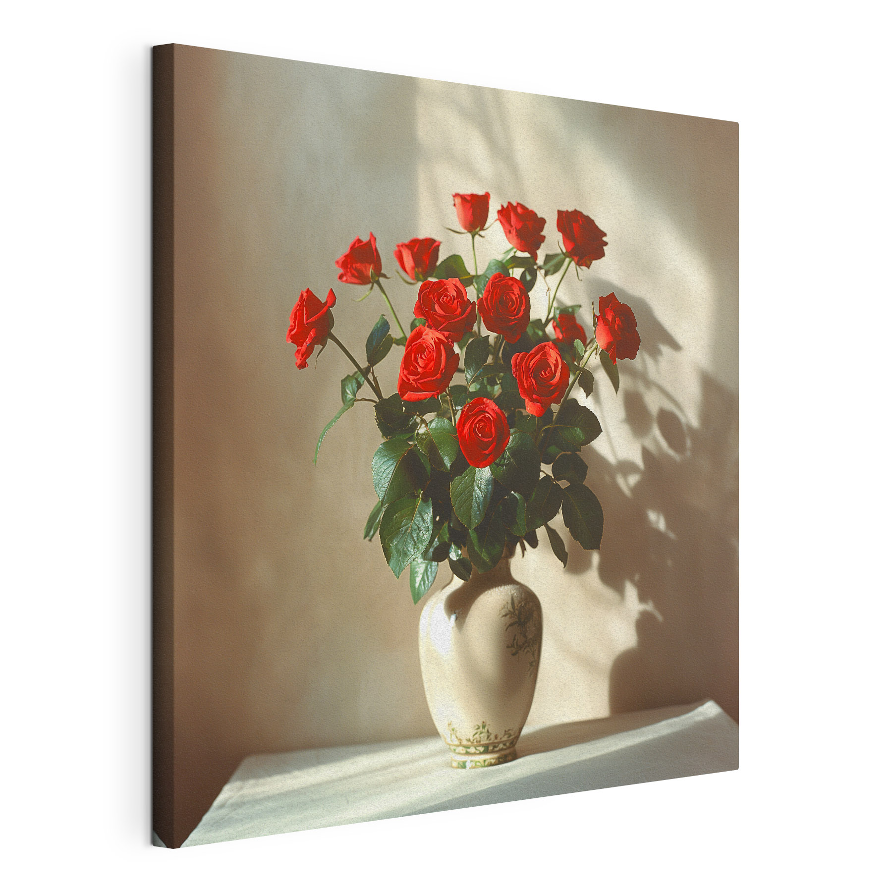 A vase with red roses A vase with red roses