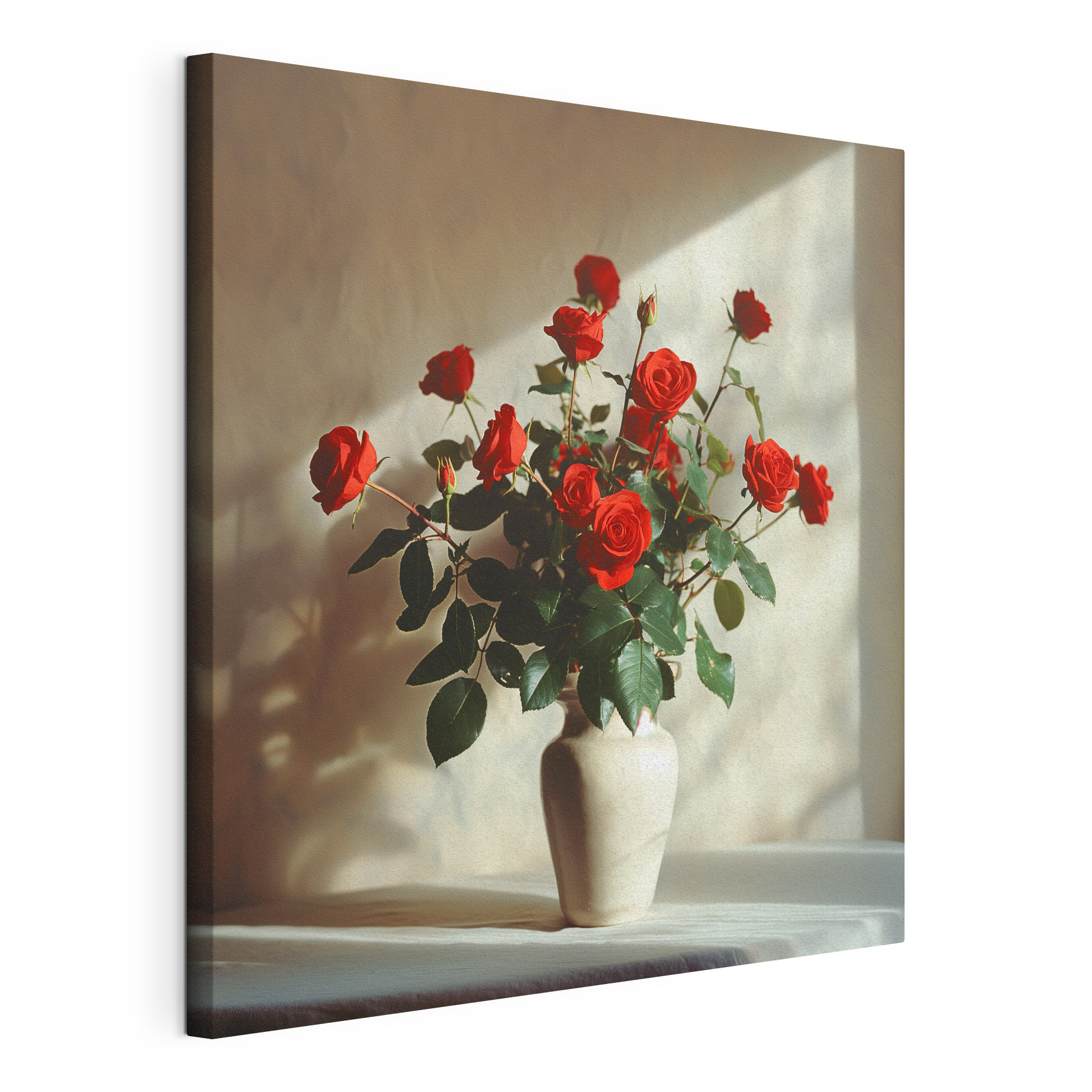A vase with red roses