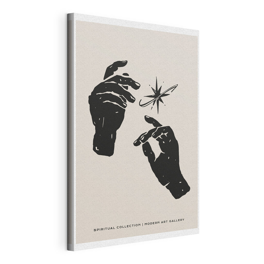 A black and white drawing of hands