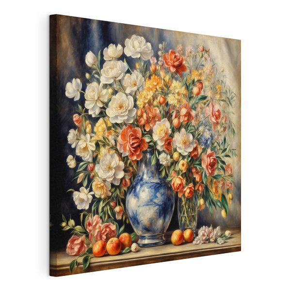 Cuadros Cuadros Un cuadro de flores en un jarrón y fruta (SKU: s37436)