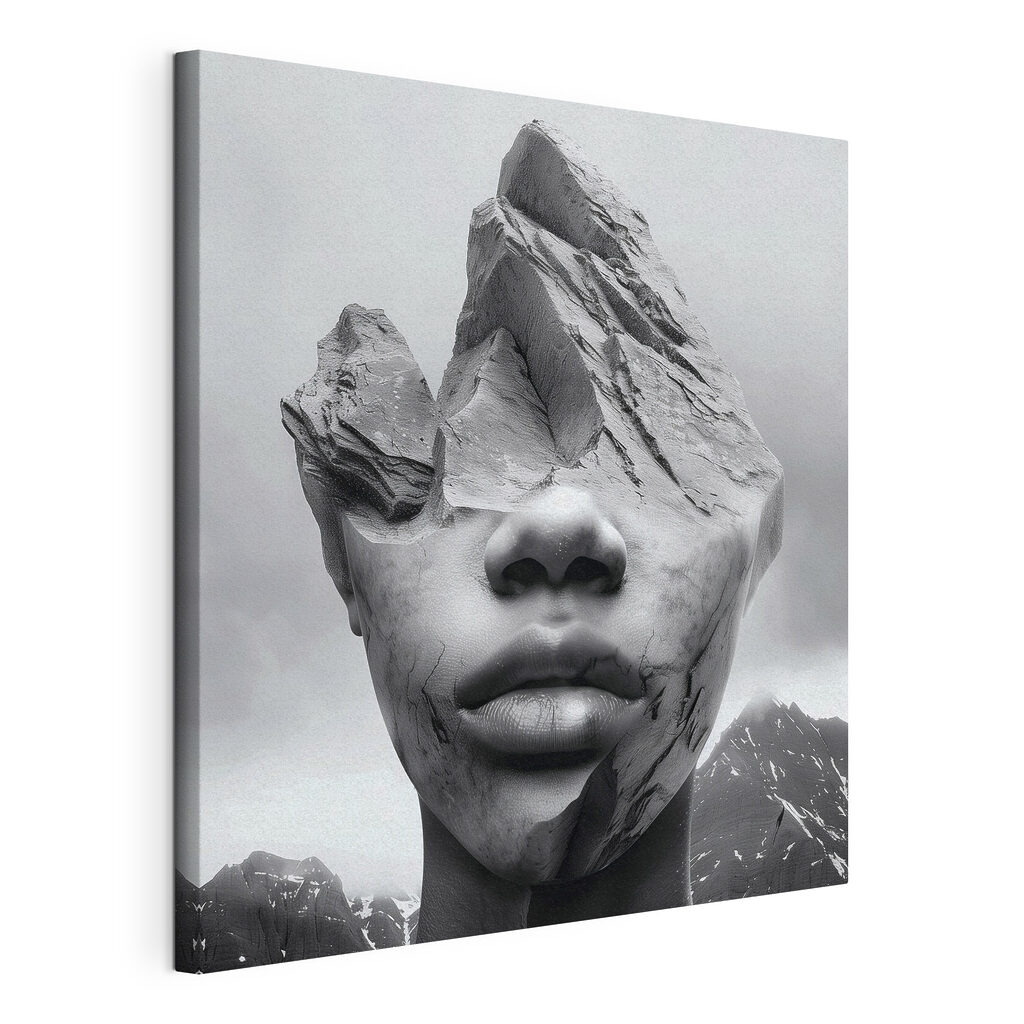 A face of a person with a rock face A face of a person with a rock face