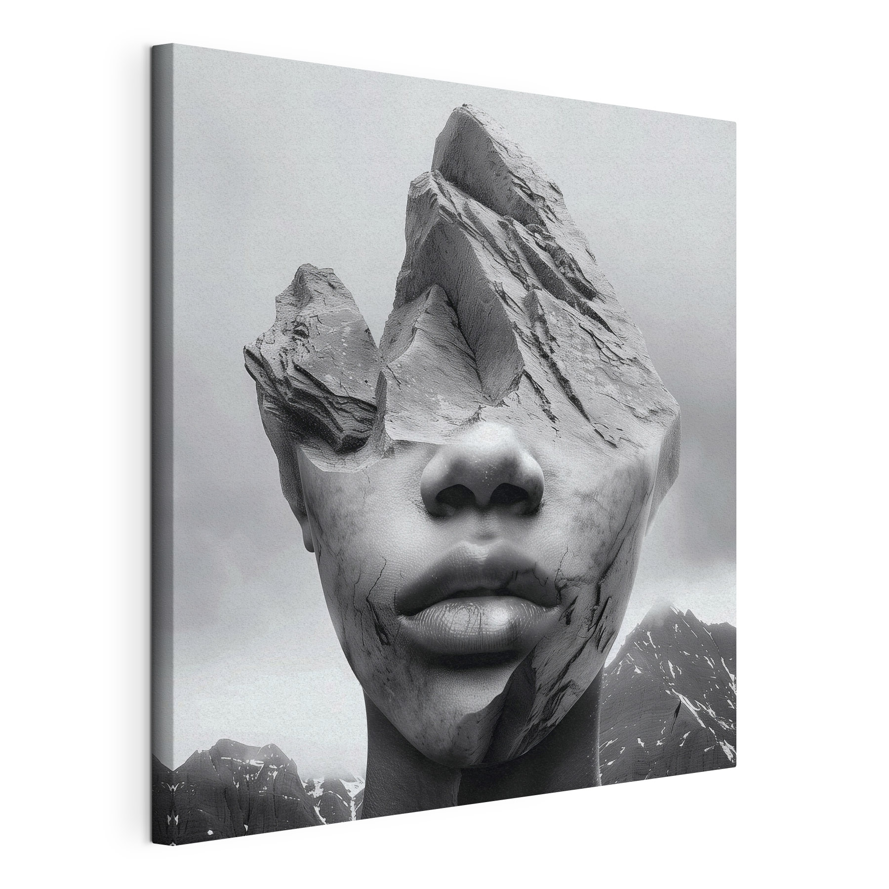 A face of a person with a rock face A face of a person with a rock face