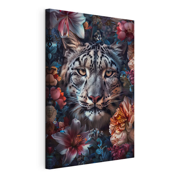 Un leopardo rodeado de flores Cuadros Un leopardo rodeado de flores