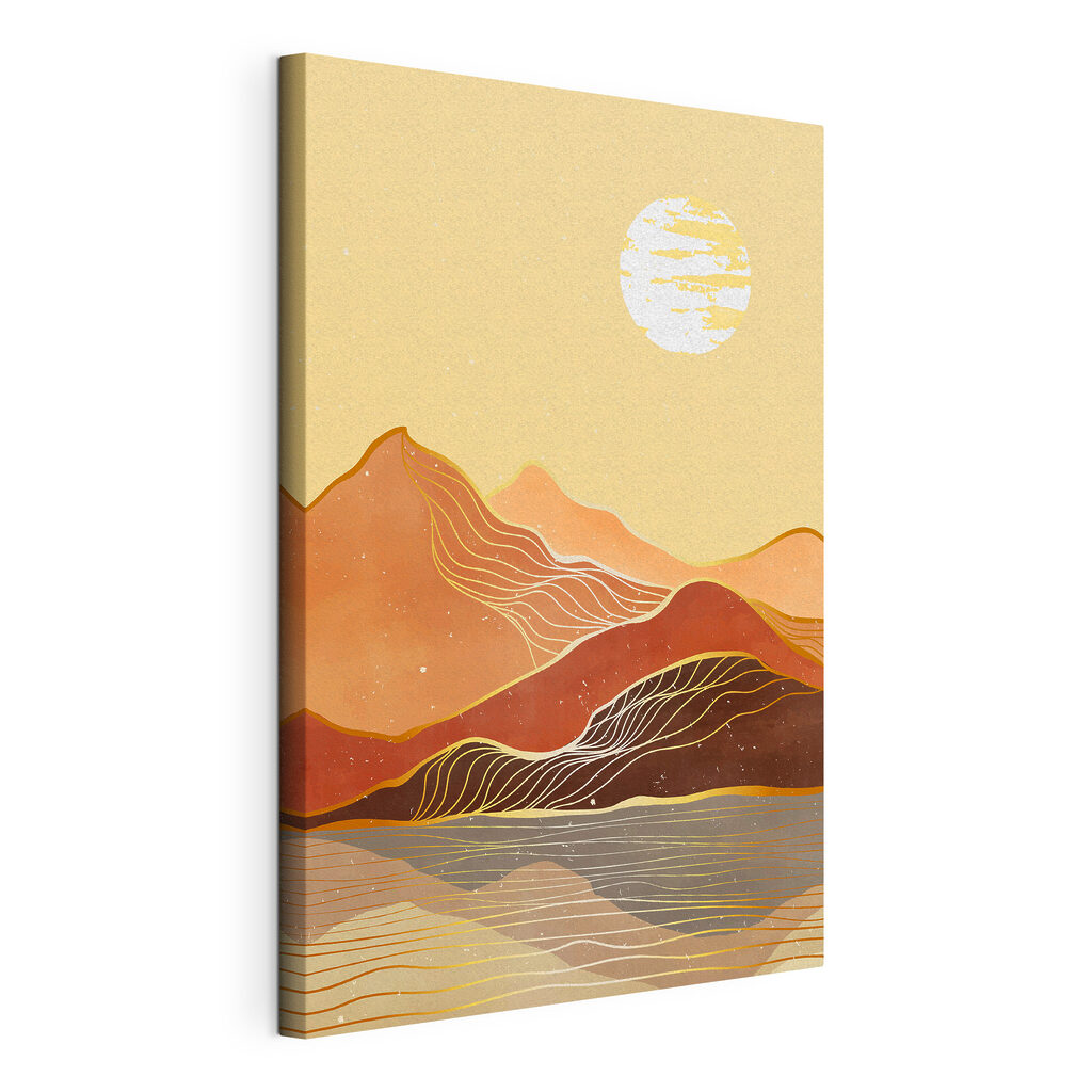 A painting of a mountain range A painting of a mountain range