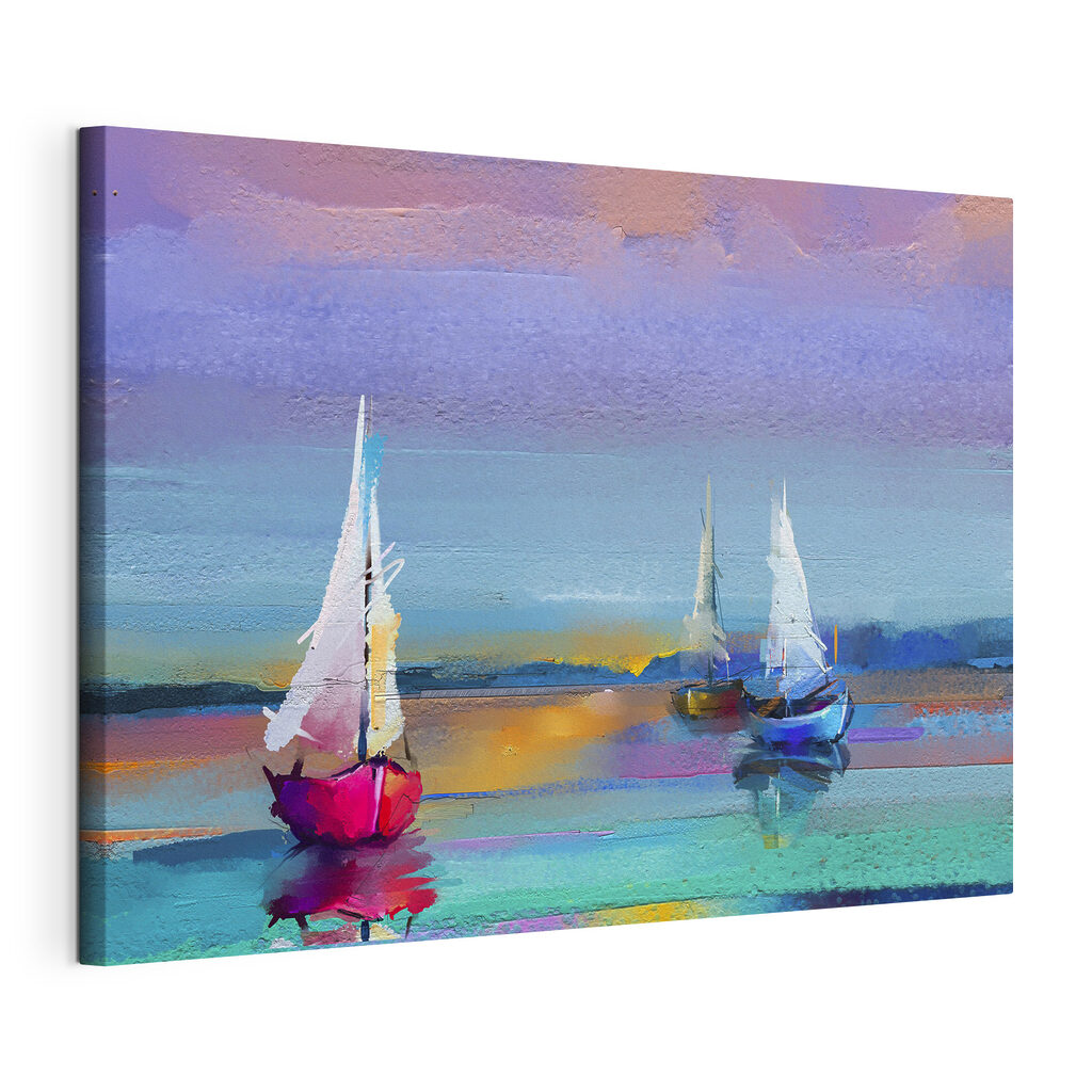 A painting of boats on water A painting of boats on water