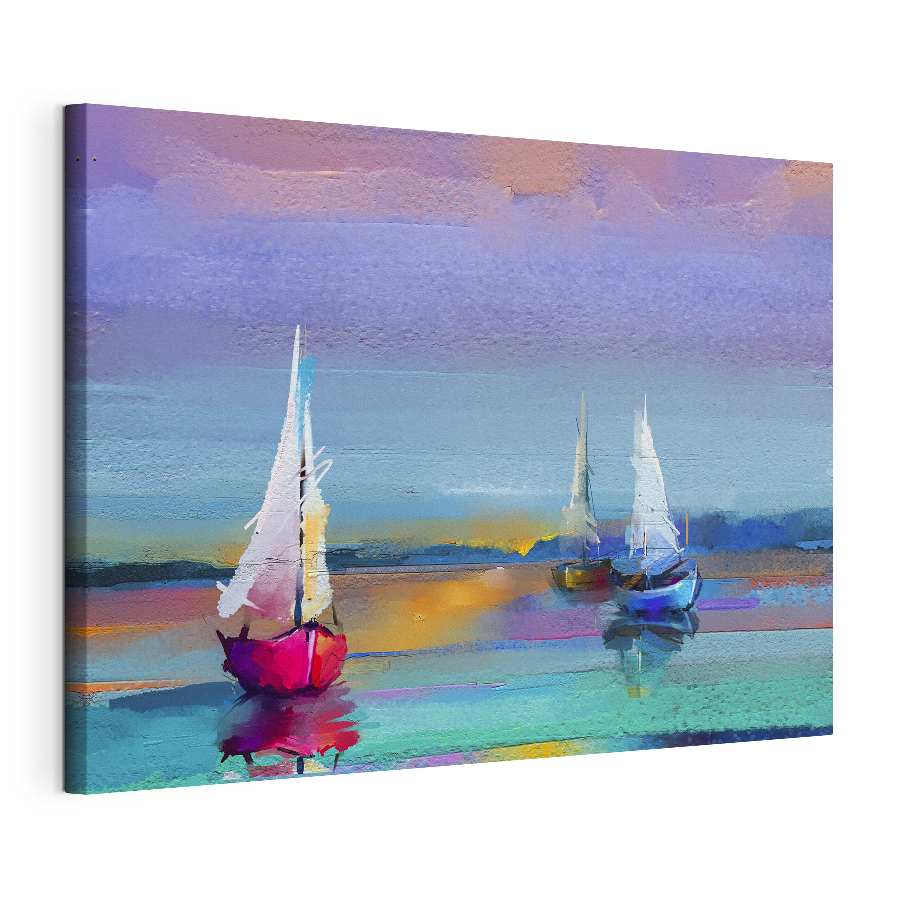 A painting of boats on water A painting of boats on water