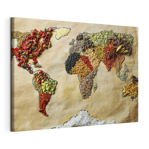Cuadros Un mapa del mundo hecho con diferentes especias (SKU: s37486) Cuadros Cuadros Un mapa del mundo hecho con diferentes especias (SKU: s37486)