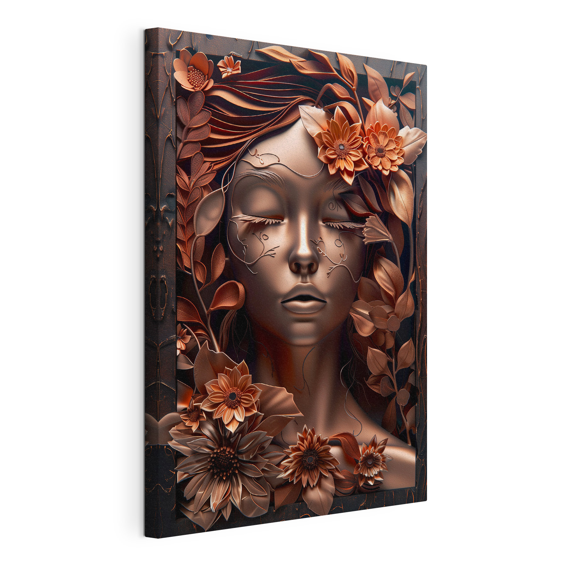 Elegant face adorned with vibrant flowers