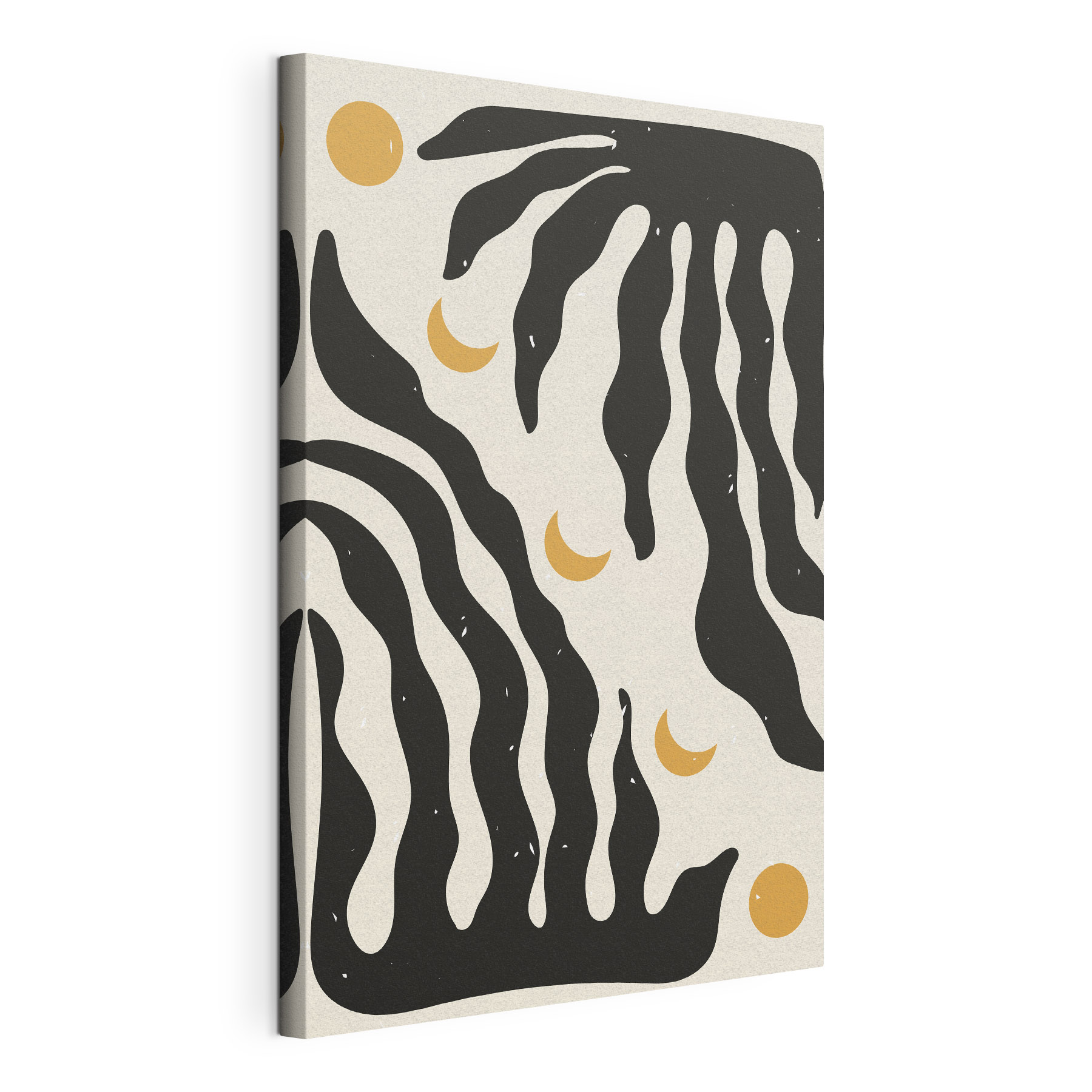 A black and white pattern with a moon A black and white pattern with a moon