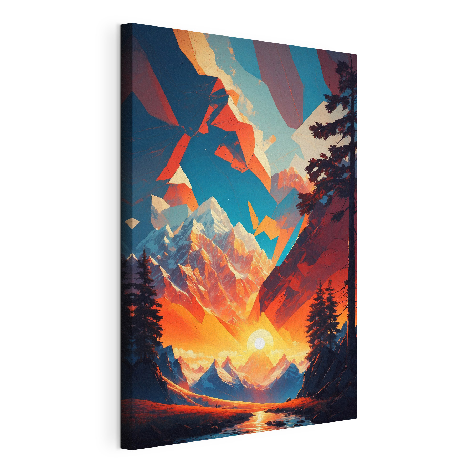 A mountain landscape with trees and mountains