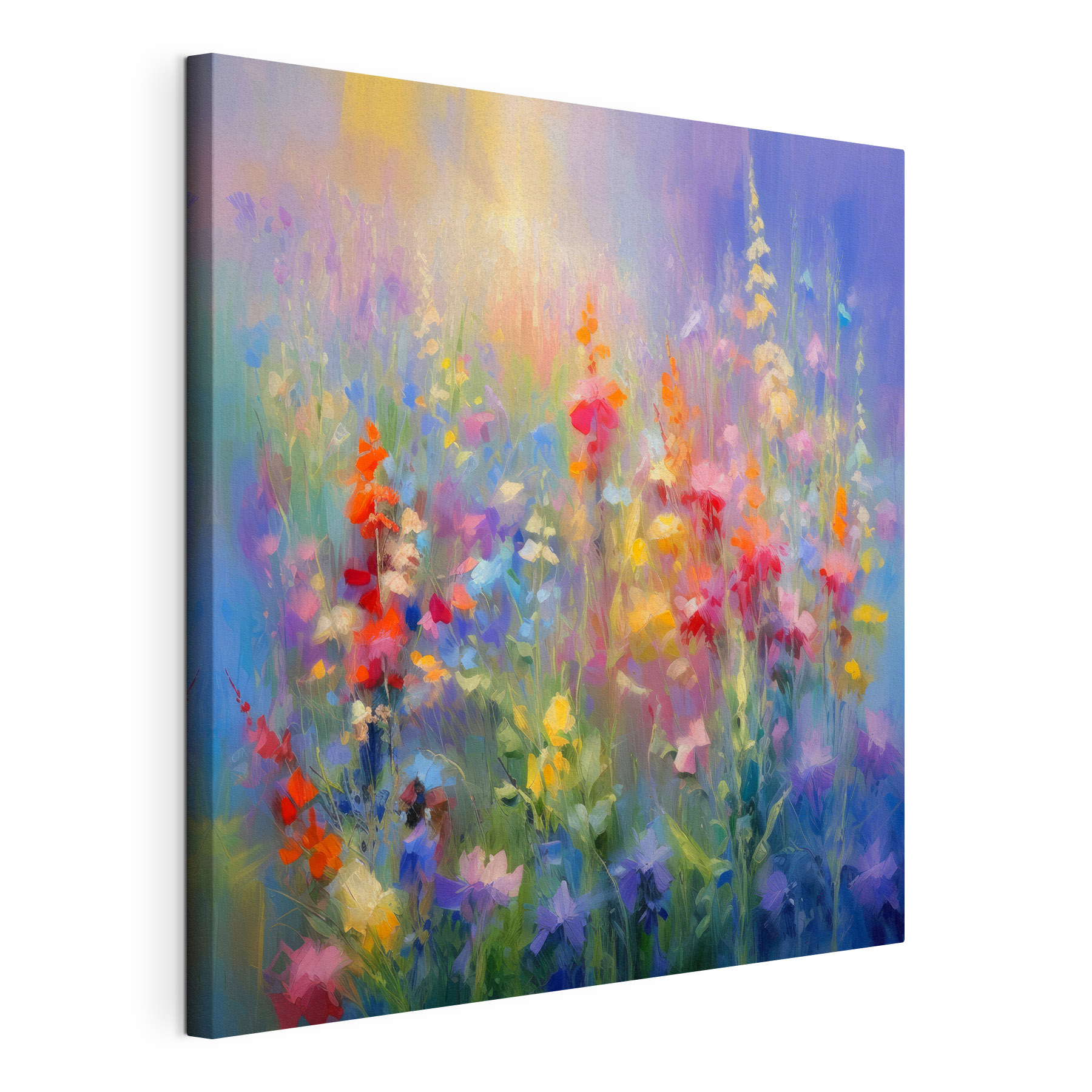 A painting of flowers in a field A painting of flowers in a field